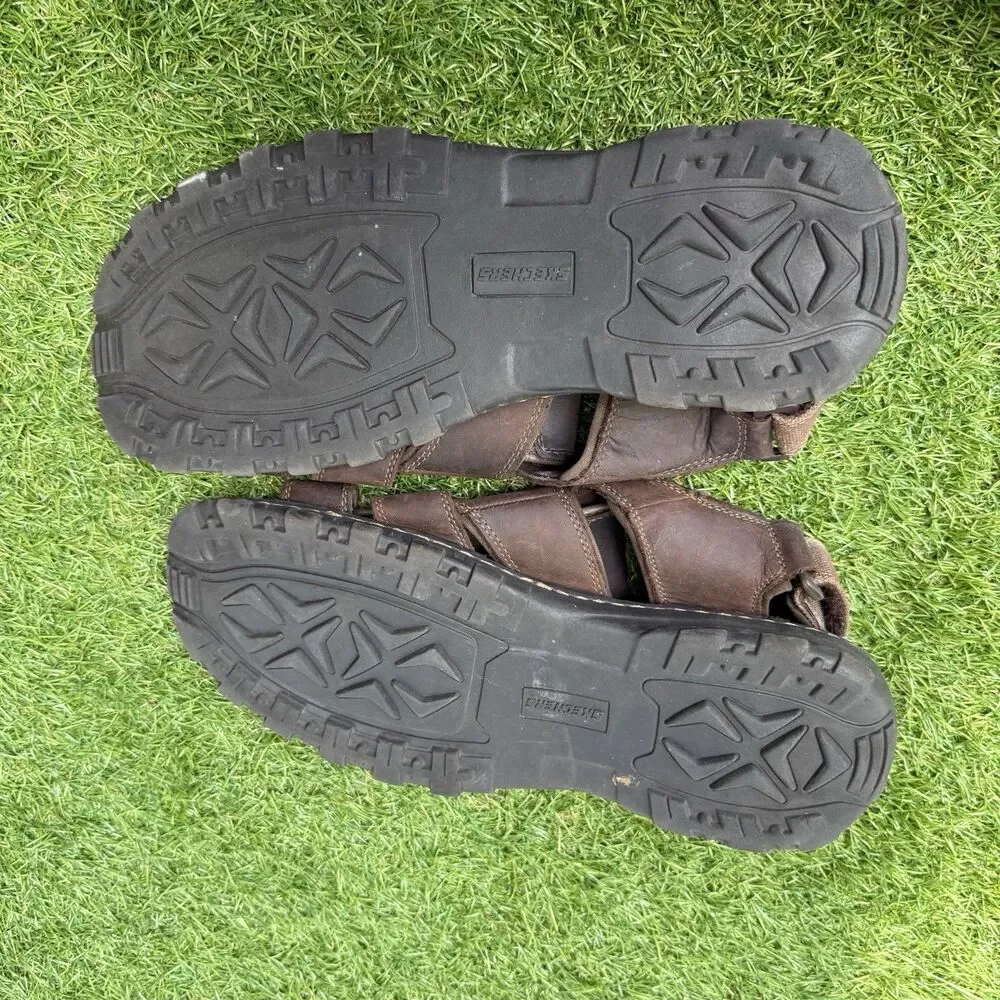 Skechers Sandals Mens Size 12 Fisherman Gladiator Brown Leather Open‎ Toe